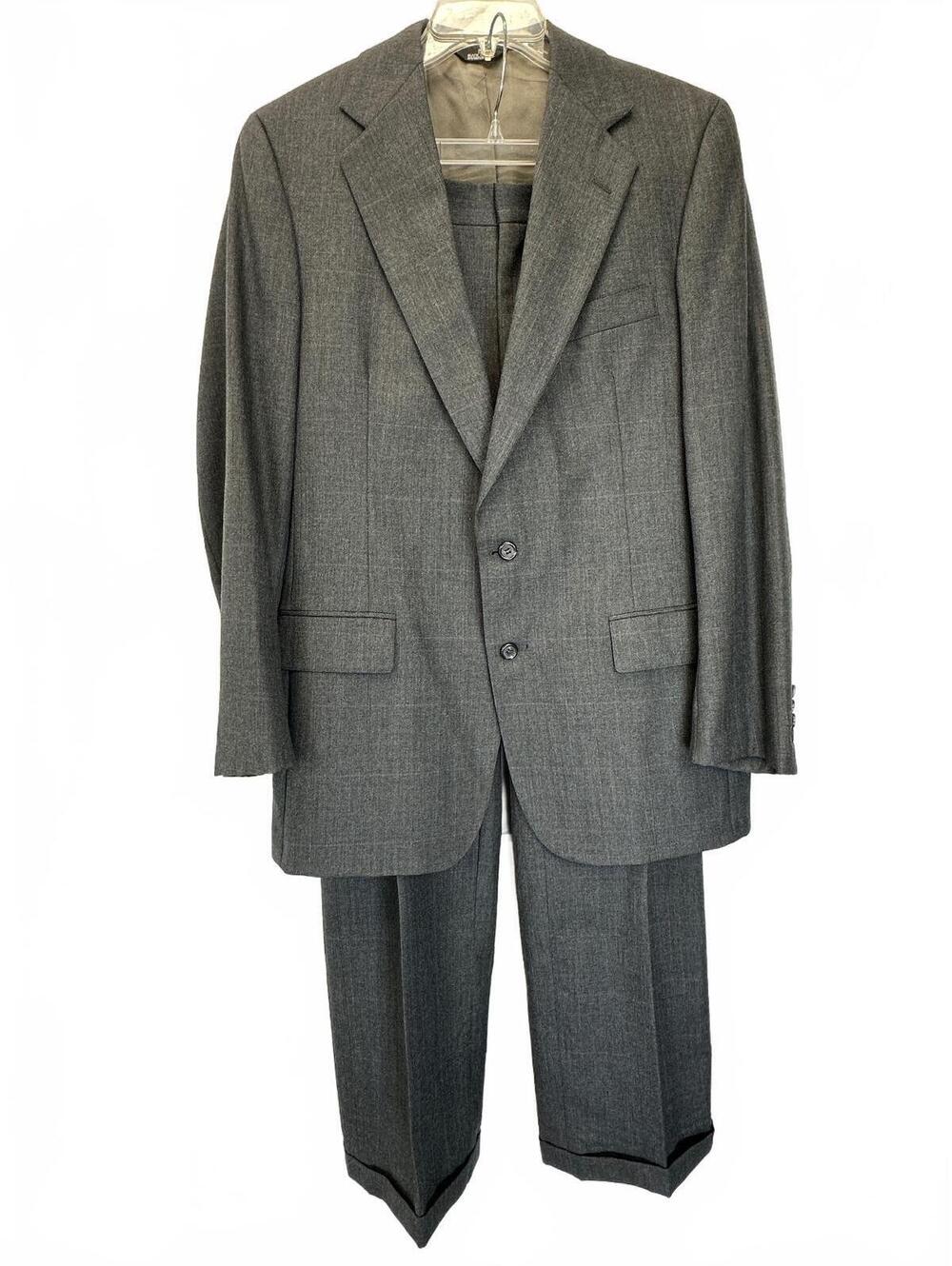 Polo University Club Ralph Lauren Men’s Sz 38R 1990s Gray Wool Windowpane Plaid